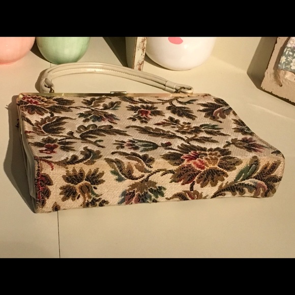 Vintage Antique Fall Floral Tapestry Handbag Purse - Picture 3 of 8